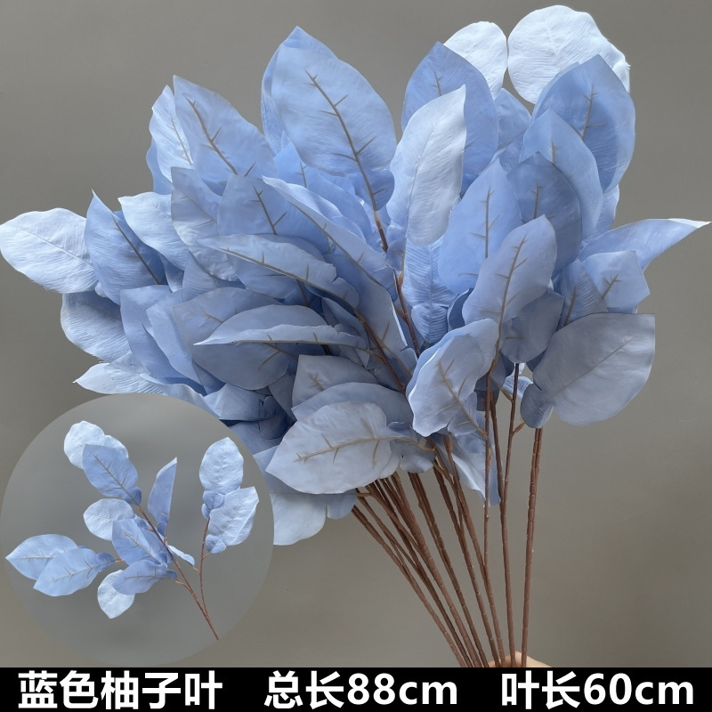雾霾蓝色系花婚庆花材叶子玫瑰洋牡丹假花婚礼堂背景装饰花艺|undefined