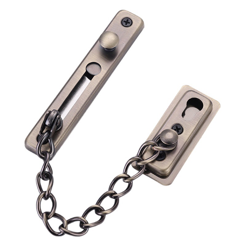 Cadena antirrobo sin perforaciones de acero inoxidable 304 engrosada perno de la puerta perno de la cadena de la puerta cadena del hotel hebilla antirrobo perno image 1
