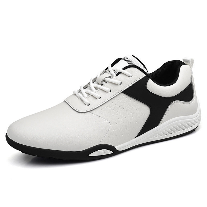 Giày sneaker nam da bò mặt mềm chống mài mòn, đế cao su gót thấp 1–3 cm, phối đồ dễ — PZ9872 màu trắng, PZ9872 màu đen