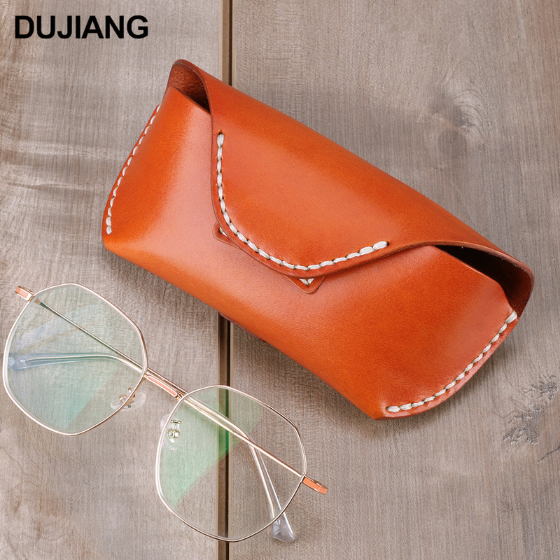 Cross-Border Hot-Selling Genuine Leather Glasses Case, Multifunctional Glasses Storage Box, Retro Sunglasses, Reading Glasses Storage Leather Box