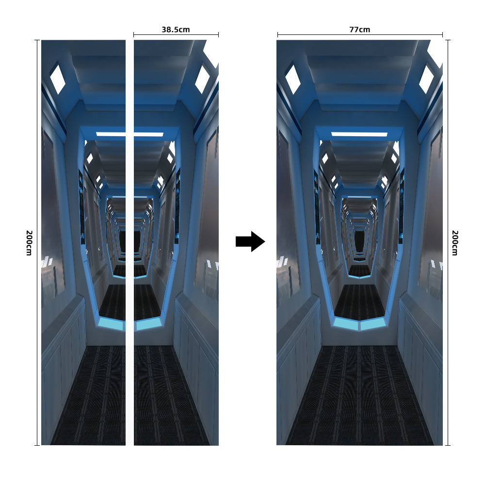 Pegatinas para puertas 3D respetuosas con el medio ambiente, autoadhesivos, fabricantes de origen al por mayor, patrones populares transfronterizos de alta definición, adhesivos para puertas impermeables, a prueba de aceite y antiincrustantes