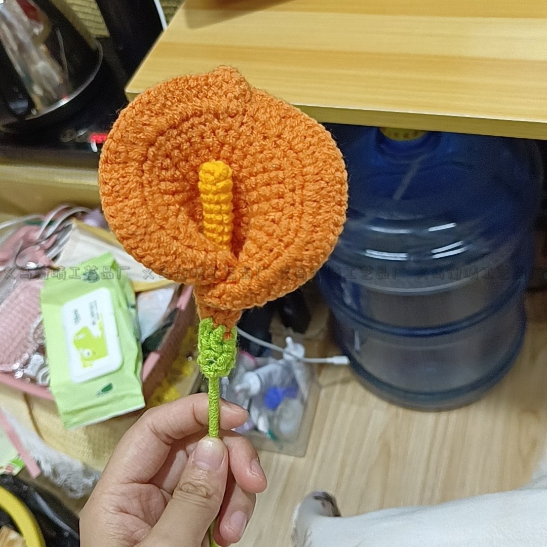 Lily tejido a mano acabado rosa Lily Tulip flor artificial lana ramo regalo