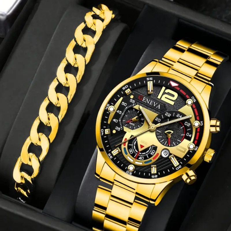 Venta caliente transfronteriza, cinturón de acero para hombre, calendario, reloj de cuarzo, pulsera, reloj de cuarzo, reloj para hombre image 4