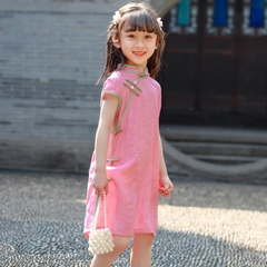 Children's cheongsam 2024 new style summer stylish dress girls' Republic of China style ancient style Hanfu Chinese Tang suit skirt 