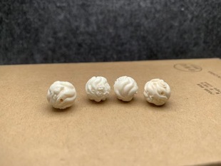 Natural Mammoth Ivory Nine-tailed Fox Round Beads Wen Play Bracelet diy Accessories Scattered Beads Back Cloud Small Carving Pendant Tooth Carving