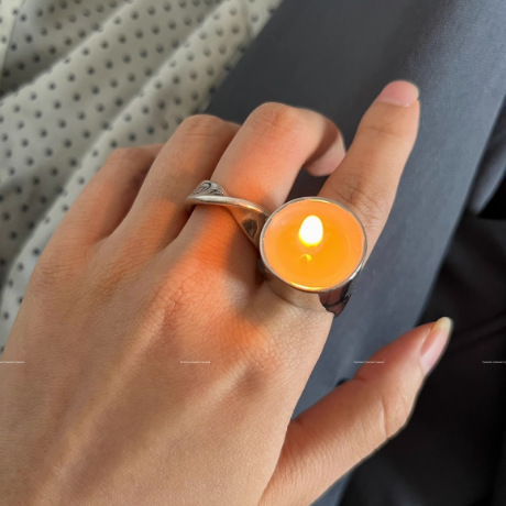 Personalized niche candle Candlestick street cool concept ins mirror exaggerated European and American gold-plated retro ring Personalized niche candle Candlestick street cool concept ins mirror exaggerated European and American gold-plated retro ring