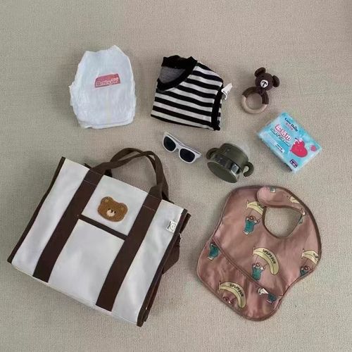 Original DIY Korean Ins Handbag with Single Shoulder Design for Women, Multifunctional and Large Capacity Canvas Embroidered Mummy Bag