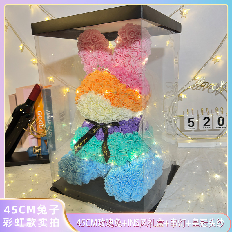 Flor eterna Rose Rabbit 520 Día de San Valentín Regalo de la madre Regalo de cumpleaños para novia Navidad Flor artificial creativa