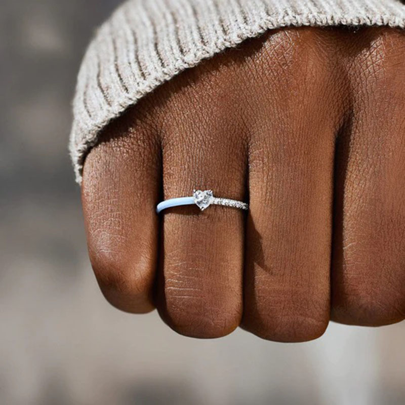 Heart Shape Pattern Women's Gender Simple Style Heart Shape Zircon Alloy Wholesale Rings