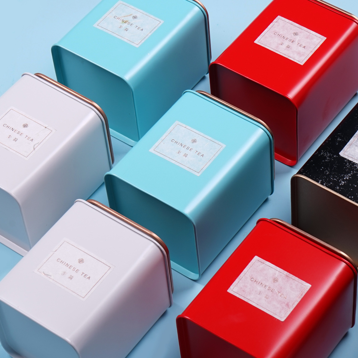 新款至简2两半半斤装马口铁罐方罐大红袍红茶绿茶茶叶罐铁罐现货