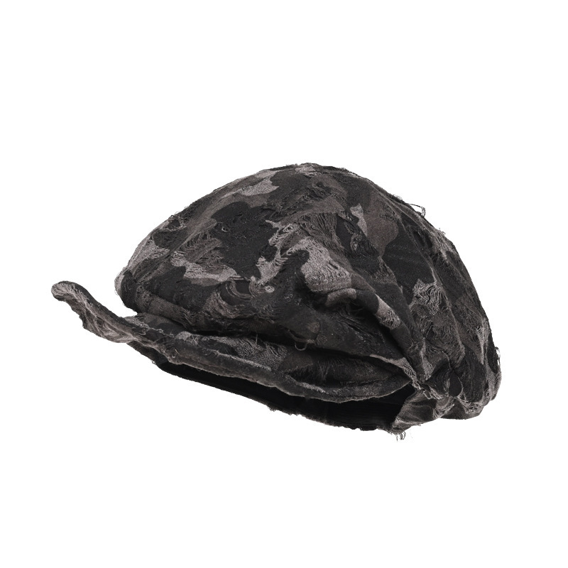 美式复古废土风破洞做旧贝雷帽女夏秋季褶皱显脸小鸭舌画家帽子潮|undefined