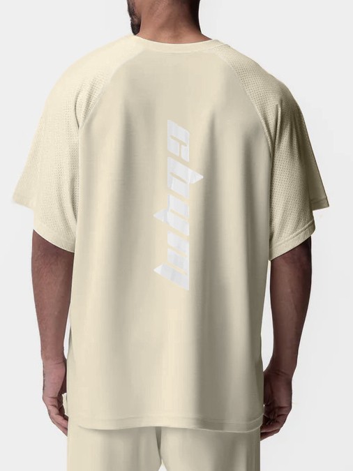 Nueva Camiseta deportiva masculina de manga corta de verano de Código Europeo waffle empalma malla seca y transpirable tendencia transfronteriza masculina