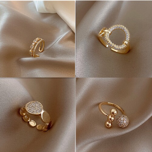 Ring for women, light luxury niche design, Internet celebrity same style double layer zircon open ring ring, cold style and trendy