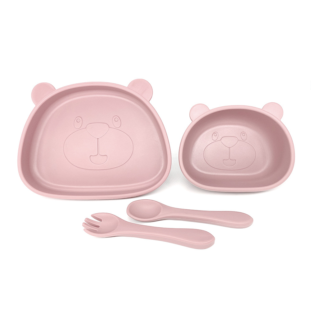 Bebé y bebé suministros Placa de silicona integrada vajilla para niños dibujos animados Panda suplemento alimenticio infantil tazón tenedor cuchara traje