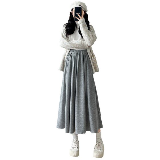 High-weight glutinous rice Yamamoto skirt for women Spring and Autumn New High waist A- line slimming skirt draping mid-length skirt