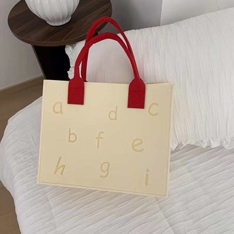 Bolsa de letras de fieltro grande, bolsa de fieltro portátil de gran capacidad, bolsa de almacenamiento para viajes