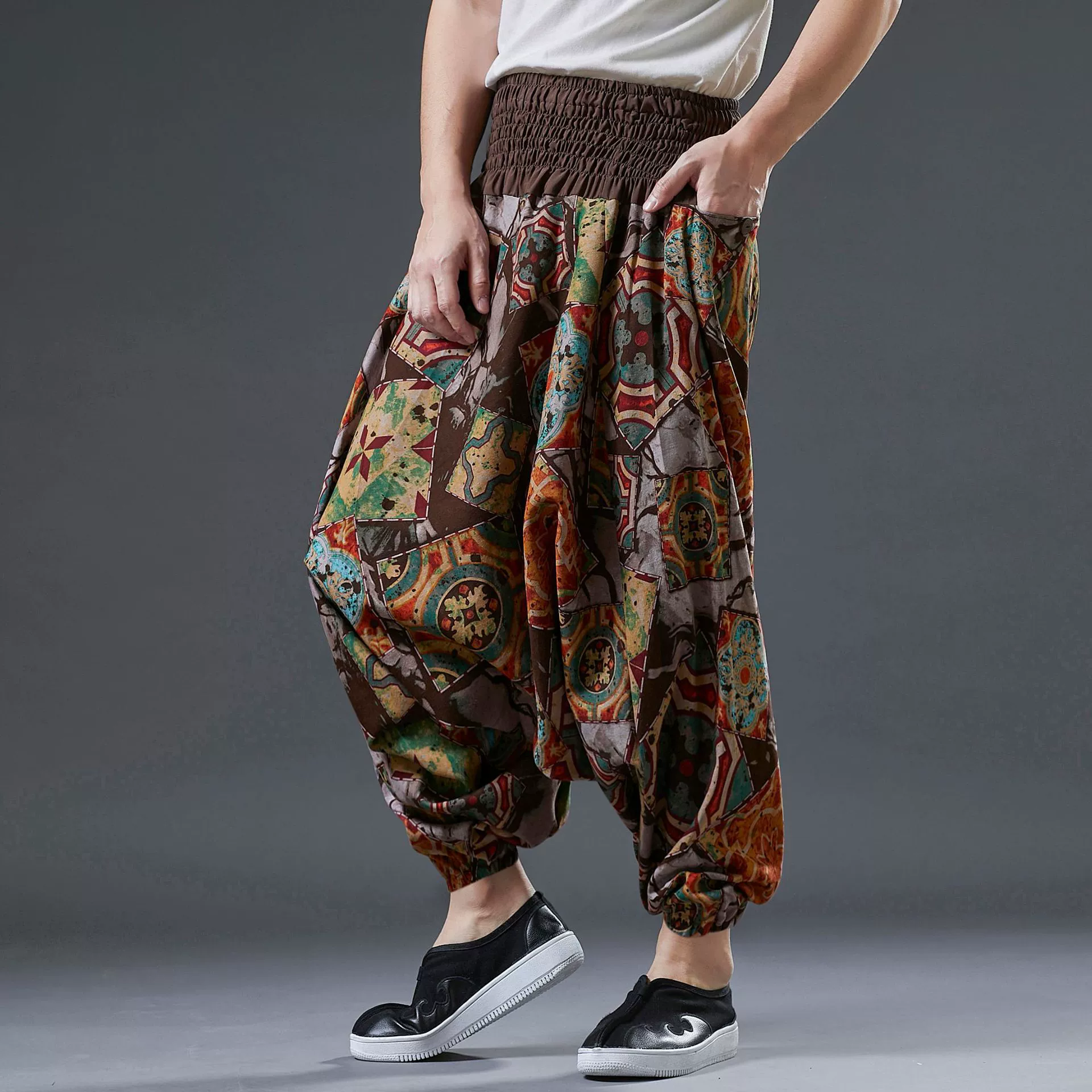 麻凡布衣 Весна винтажные брюки для отдыха, фонарик, oversize