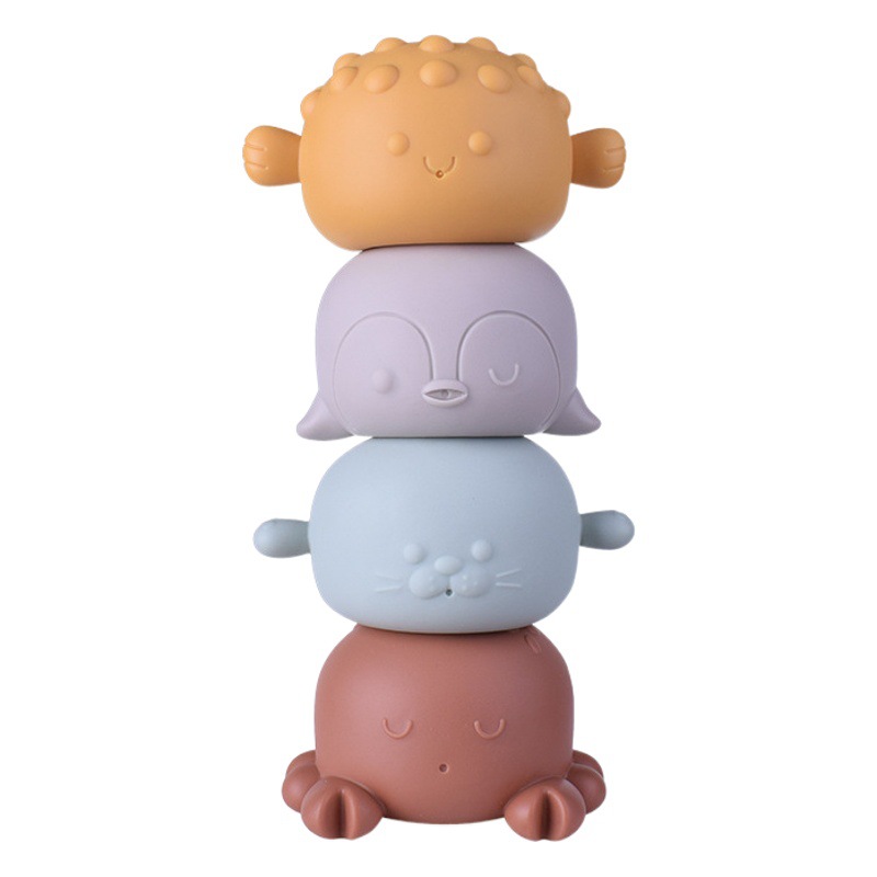 Animal de goma suave para niños transfronterizos jengle juguete de baño de pulverización de agua pizca flotante BB llamada agua jugando juguete de baño