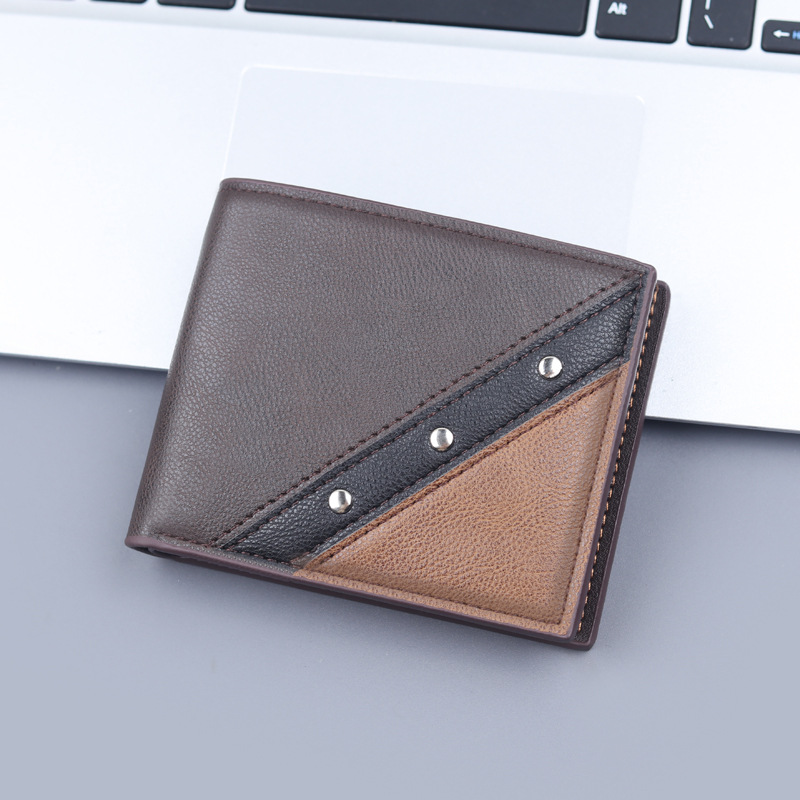 Cartera de hombre corta con cremallera, cartera de hombre triple plegable, cartera de hombre, cartera de tarjetas de gran capacidad, cartera de hombres
