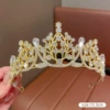 24# Золотой ободок-корона со стразами