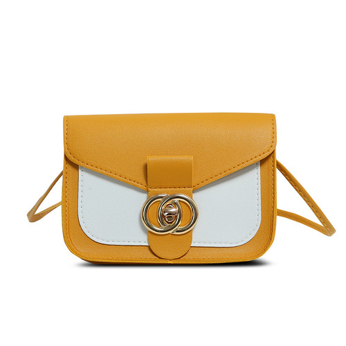 Women's Bag 2020 New Contrast Color Circle Lock Shoulder Small Square Bag Fashion Casual Mobile Phone Bag Gift Small Bag Cute
