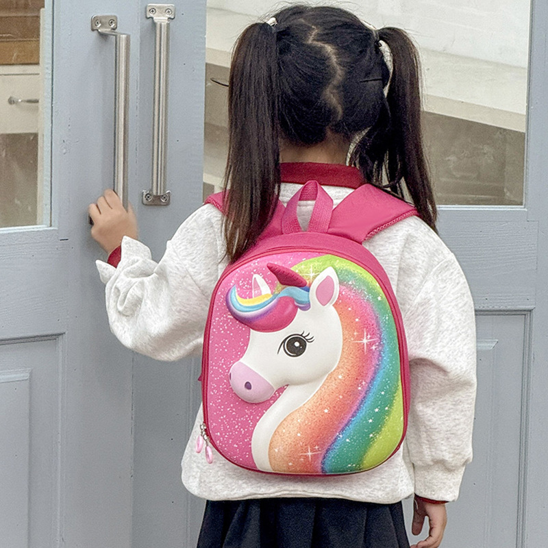 Mochila 3D de dibujos animados para niños Unicornio adorable niña mochila escolar de jardín de infantes mochila transpirable para niñas