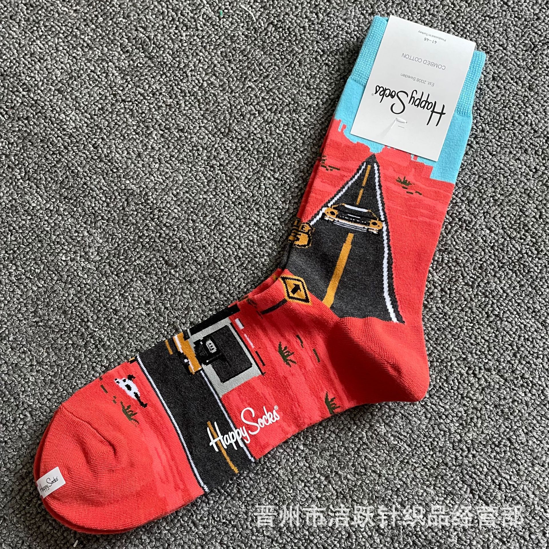 Happy socks新品高品质ハイレザー男性ソックススウェーデンコットンソックスファッションソックスカップルinsロング美脚ソックス