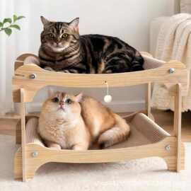 木质猫抓板猫窝双层猫床剑麻猫抓板耐磨不掉屑猫沙发猫咪自嗨玩具