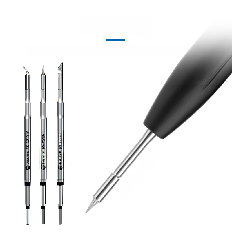 New C210 soldering iron head welding T12/T12D thermostat welding table heating core integrated welding head tip bent tip knife head 