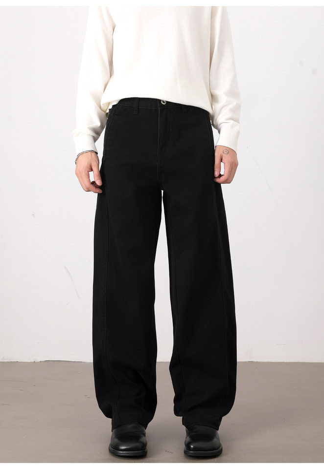 Quần jeans nam ống đứng dáng rộng phong cách Mỹ retro cơ bản — Màu be, Màu kaki, Màu nâu cà phê, màu đen chi tiết 11