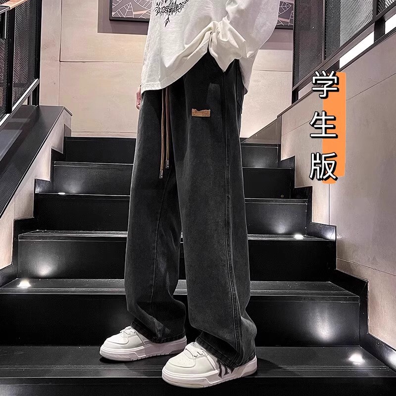 Wide-Leg Jeans Autumn and Winter New Style 13 Boys Students 14 Junior High School Teenagers 15 Older Children Cool Straight Pants