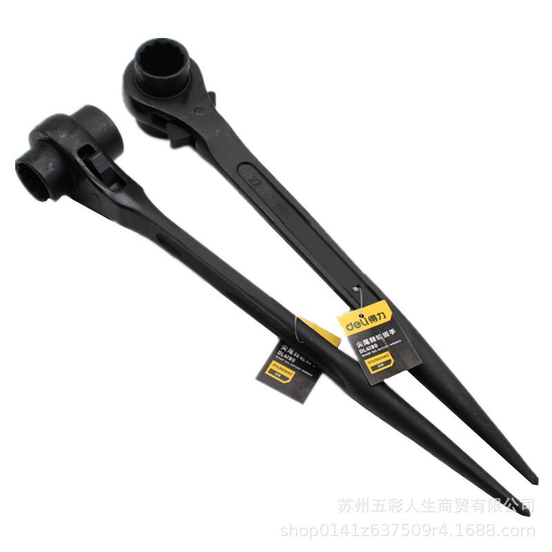 得力工具 DL4194尖尾棘轮扳手双口快速双向套筒两用快动自动