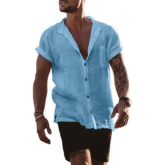 Männer Einfarbig Einfacher Stil Ablehnen Kurzarm Lose Männer T-Shirt display picture 2