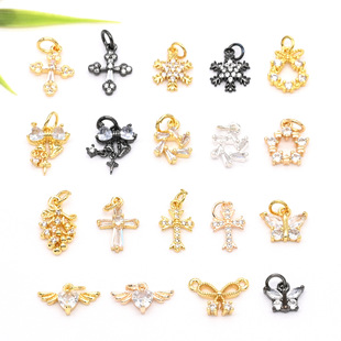 ��ɫ18K14K��ɫ΢��ʯ����ʮ�ּ�����С���� diy��������