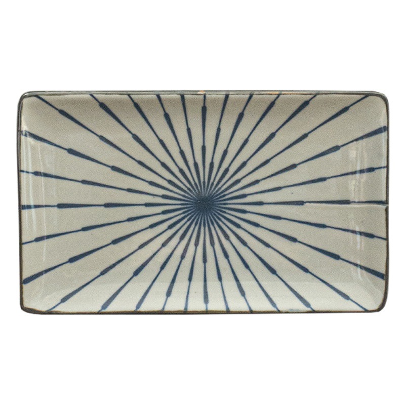 Plato generoso de cerámica retro de estilo japonés, plato de restaurante cuadrado de alta calidad, plato rectangular de bistec creativo, vajilla para el hogar