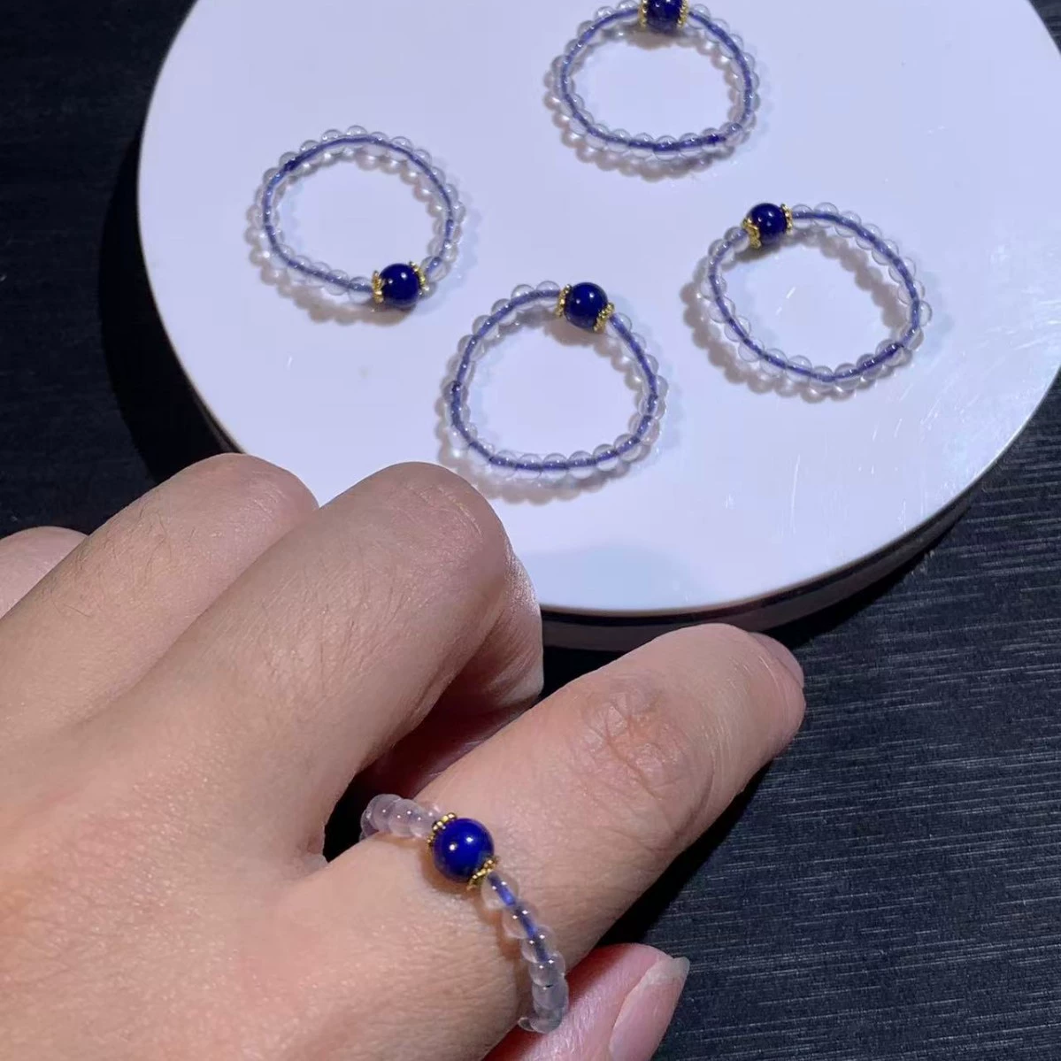 Кольцо из натурального кристалла, белый кристалл, кольцо из лазурита, модное высококачественное нишевое кольцо, оптовая продажа ювелирных изделий ручной работы