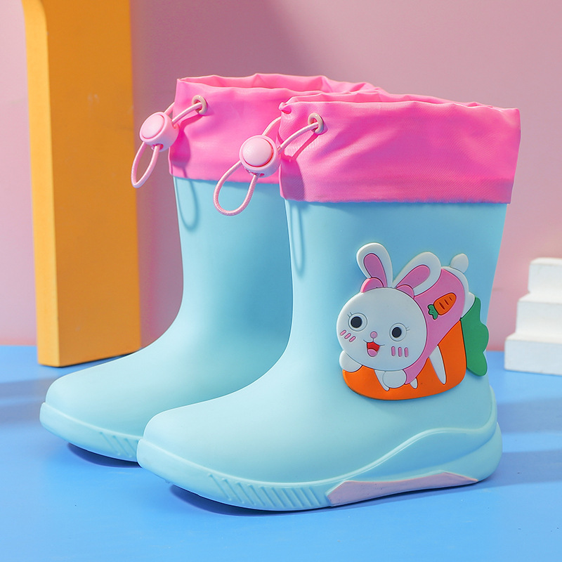 Children's Cartoon Rain Boots fleece-lined Detachable Rain Boots for Boys and Girls