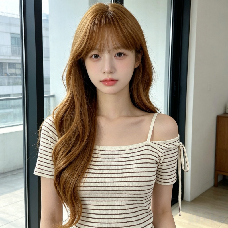 Direct Source Wig for Women, Caramel Brown, Long Curly Hair with Bangs, Rose Net, Matte Silk Full Wig, Ample Stock Available Direct Source Wig for Women, Caramel Brown, Long Curly Hair with Bangs, Rose Net, Matte Silk Full Wig, Ample Stock Available