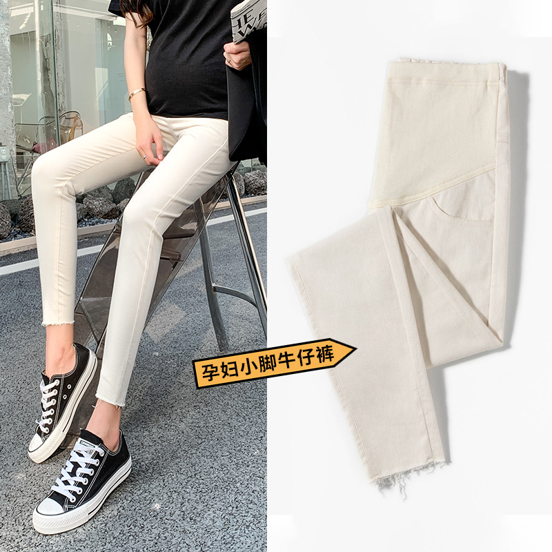 2023妊婦のジーパン春秋の小さい足のズボンは腹の外で妊婦のレギンスのズボンを着ます。