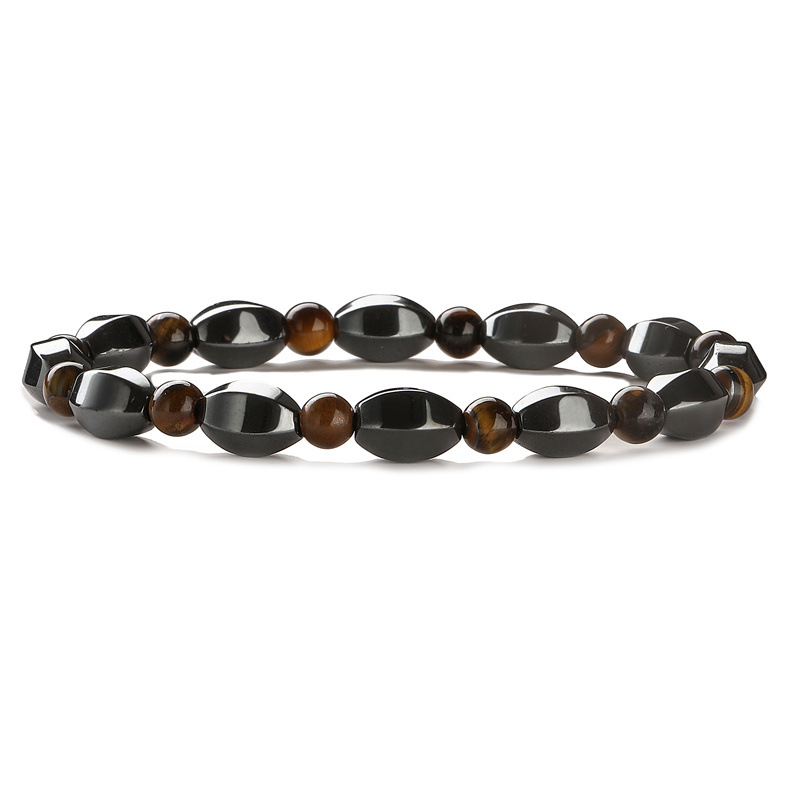 Venta directa de fábrica de piedra natural ojo de tigre pulsera con cuentas pulsera de piedra biliar negra pulsera terminada pulsera multicolor al por mayor