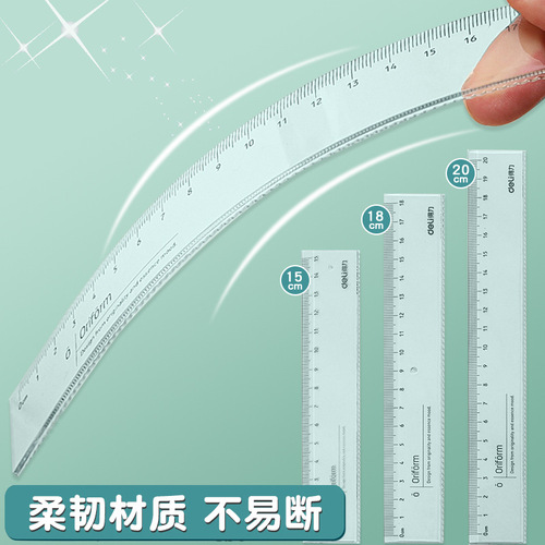 Powerful 71952 Transparent Ruler with Waves Line Student Stationery Ruler PS Material Graduated Ruler for Engraving Names