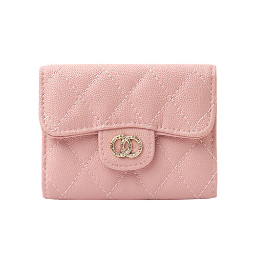 Wholesale wallet women's short style new rhombus leather pickup bag coin bag niche design coin coin purse women's genuine leather
