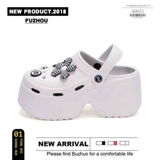 Thick Sole Hole Shoes Women's Summer Fashion Outwear Niche Designer Design Small Women's Heightened Slippers