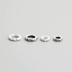 S925 Sterling Silver Round Disc Wrapped with Beads Handmade DIY Beaded Braided Rope Bracelet Necklace Closed Ring Accessories