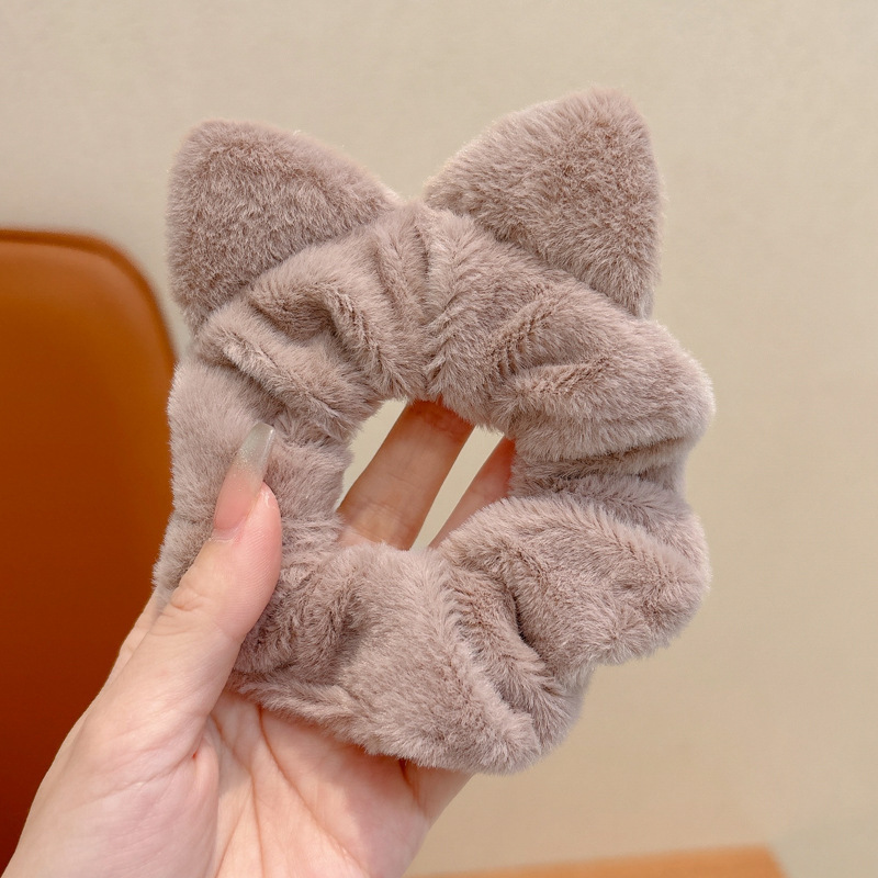 儿童可爱猫耳朵大肠发圈秋冬新款发绳小女孩毛绒头绳公主宝宝头饰|undefined