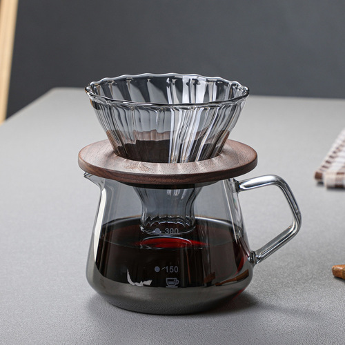 American hand brewed glass coffee pot smoke gray sharing pot coffee pot set V60 filter cup filter