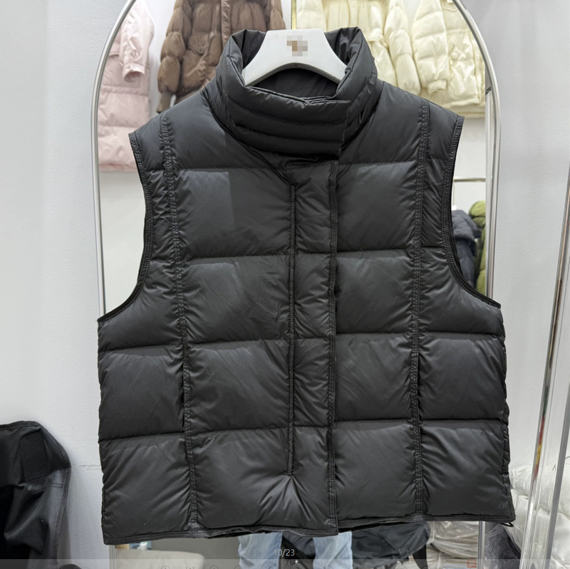 2025 New Autumn and Winter Korean Style Stand-Up Collar Thick down Jacket Vest Vest Women's Loose Waistcoat Vest Jacket