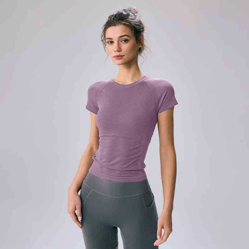 Summer Short-sleeved T-shirt Women's 2025 New Slimming Yoga Fitness Clothes Slim-fit Running Quick-drying Sports Top