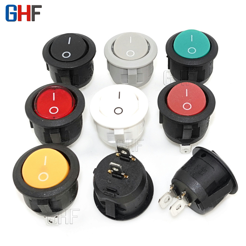 直销 圆形开关 KCD2船型开关 圆形二档2脚铜脚家电跷板开关6A250