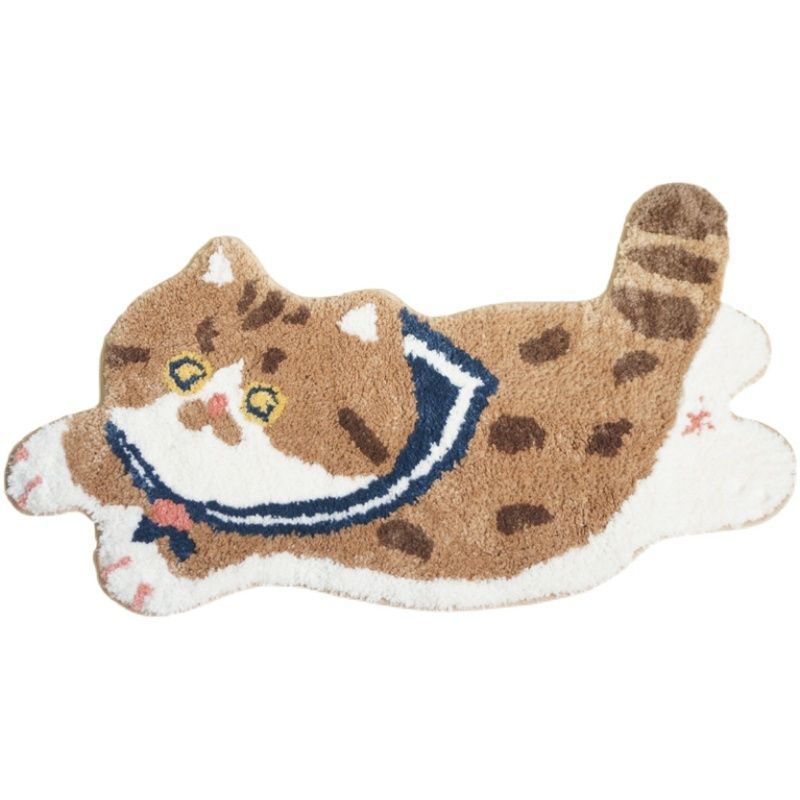 かわいい異形の不規則なカシミヤのじゅうたんの浴室の厚い毛の吸水の足のマットの猫のじゅうたんのラベルをまねて代行します。|undefined